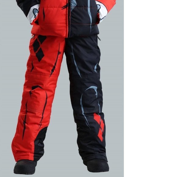 *Snow Pants sz 4 DC Comics Harley Batman Black Red Waterproof Zip Winter Girls - Picture 1 of 7